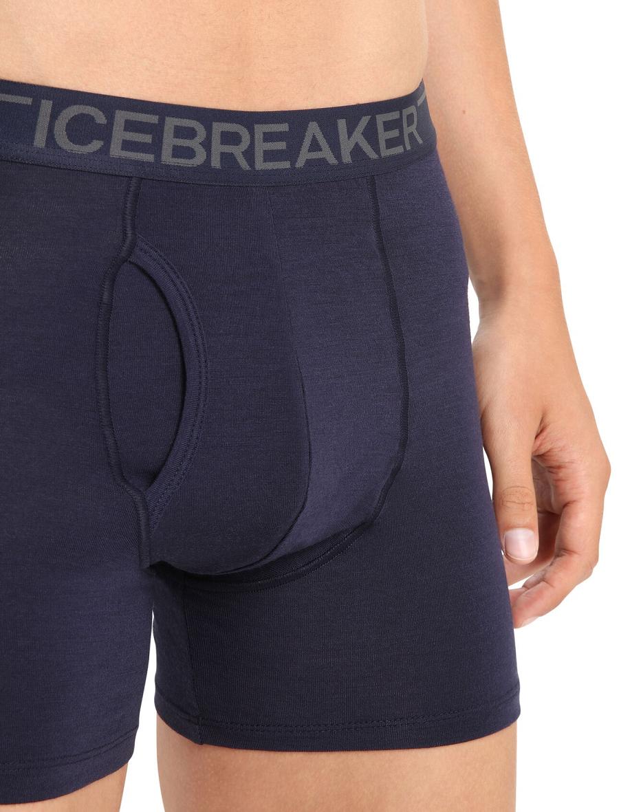 Bielizny Icebreaker Merino Anatomica Boxers With Fly Męskie Granatowe | PL 1640FDNM